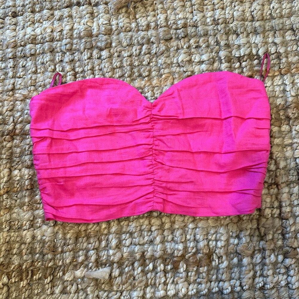 NEVER WORN Zara Strapless Pink Crop Top